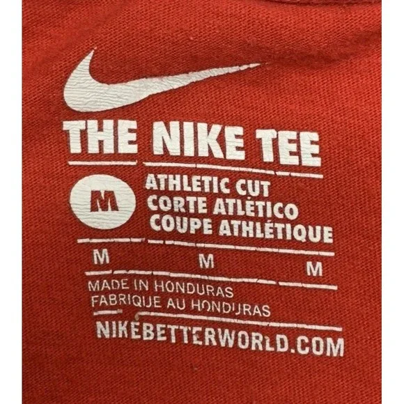 The Nike Tee Graphic T-Shirt Men's Size Medium Red Logo JUST DO IT Crew Neck - Picture 4 of 10